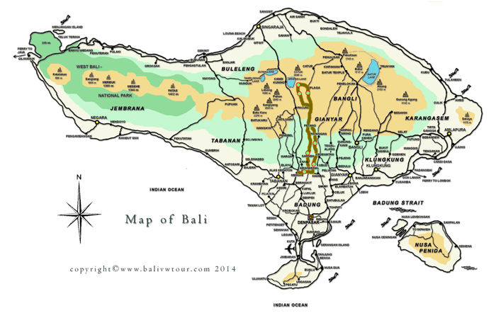 Routenkarte Tour 2 "Das Versteckte Bali"