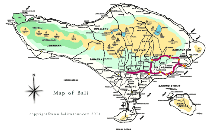 Routenkarte Tour 4 "Ostbali Tour"