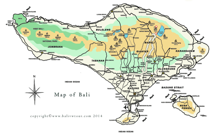 Routenkarte Tour 5 "Batur Vulkan Besteigung"