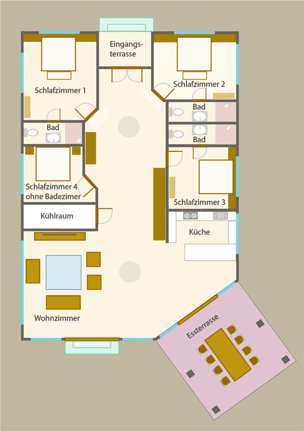 Villa Hibiskus Gebäudeplan - Villa Grundriss